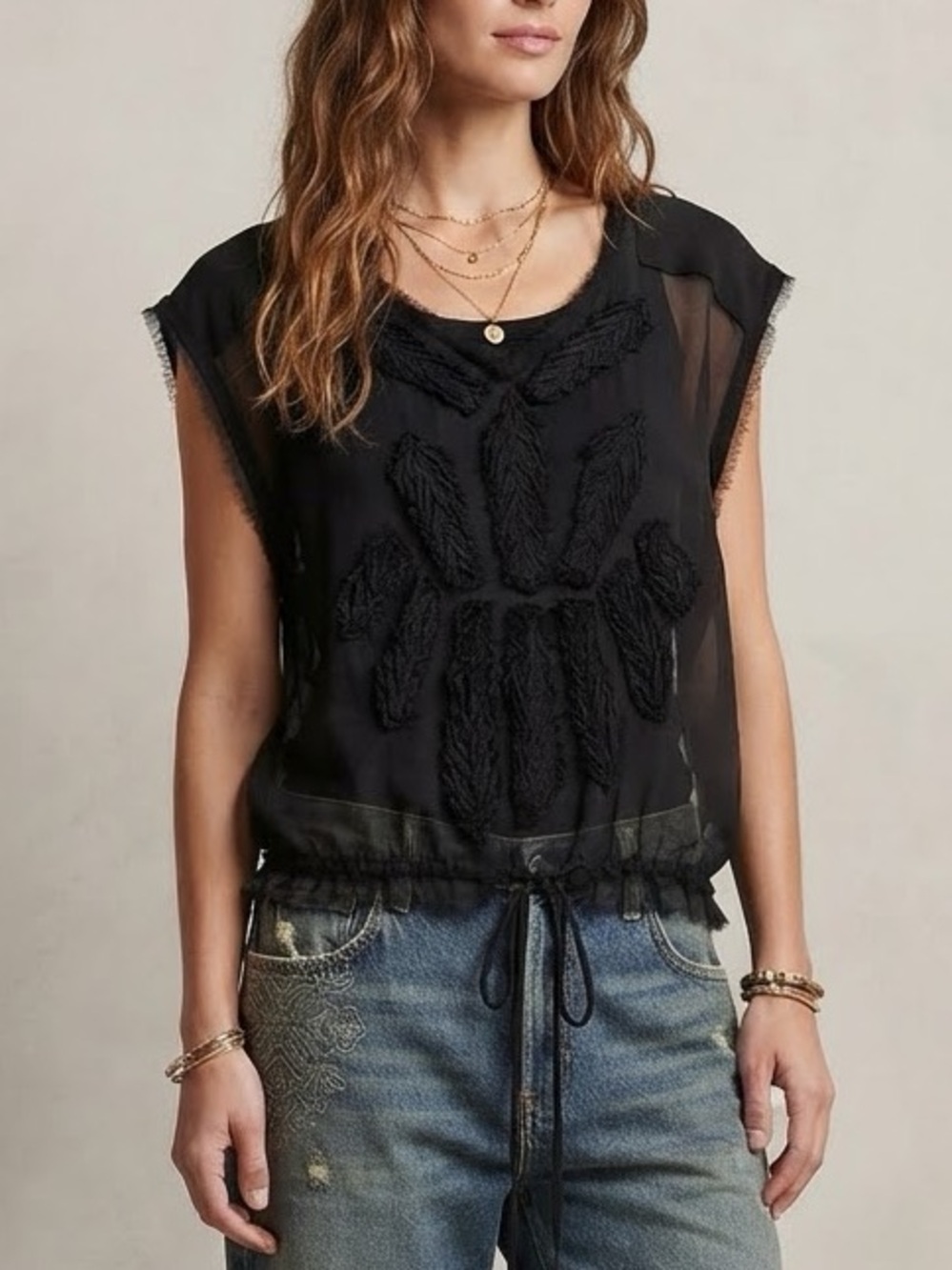 Free People Sheer Sleeveless Top Size S
